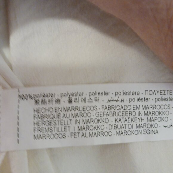 Zara Medium Cream Tie Neck Blouse W/ Decorative Buttons of Clustered Pearl Beads - Picture 15 of 15